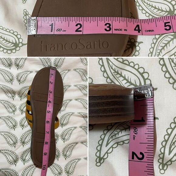 Franco Sarto Graceleigh Mustard Yellow Strappy Sandals Pull On Slides 8 - Picture 14 of 14